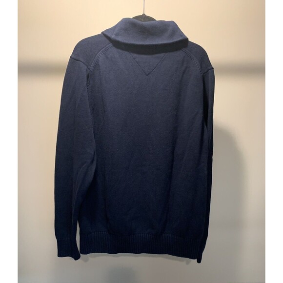 Tommy Hilfiger Men‎ Jumper Knit Casual Navy Blue Shawl Neck Heavy Cotton size XL - Picture 2 of 6